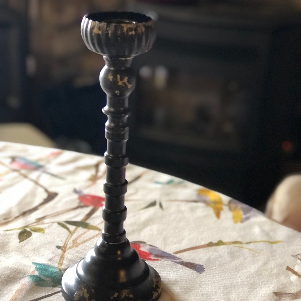 Black Spiral Metal Candle Holder Accent